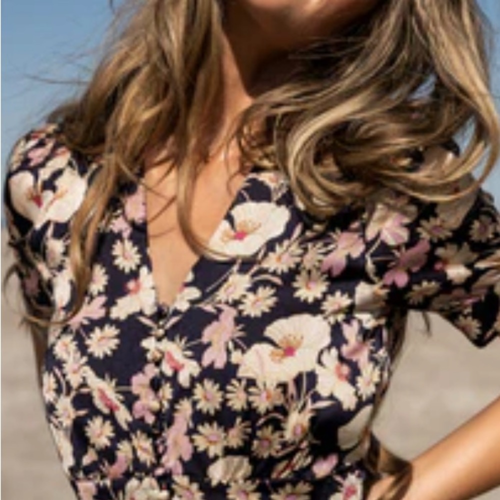Bohme Black and Pink Floral Maxi Dress